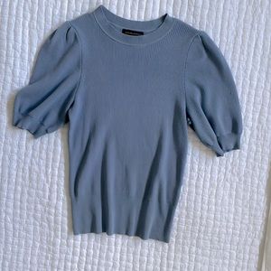 Blue size small puff sleeve, ribbed top from Banana Republic